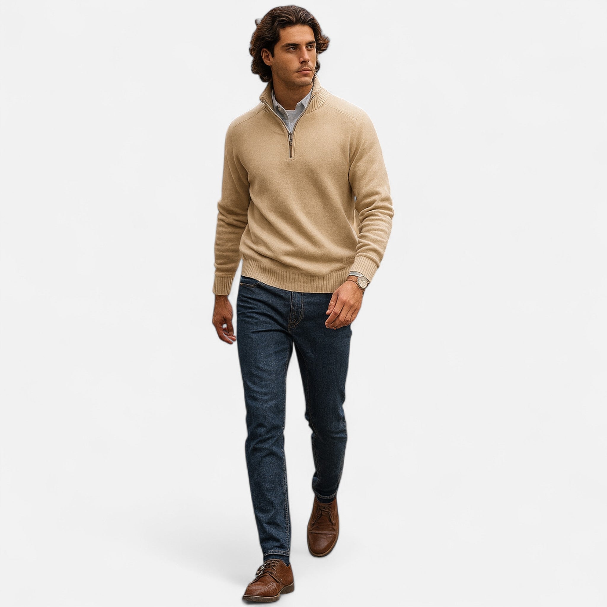 Darvelle | Men's Premium Wool Zip-Up Sweater