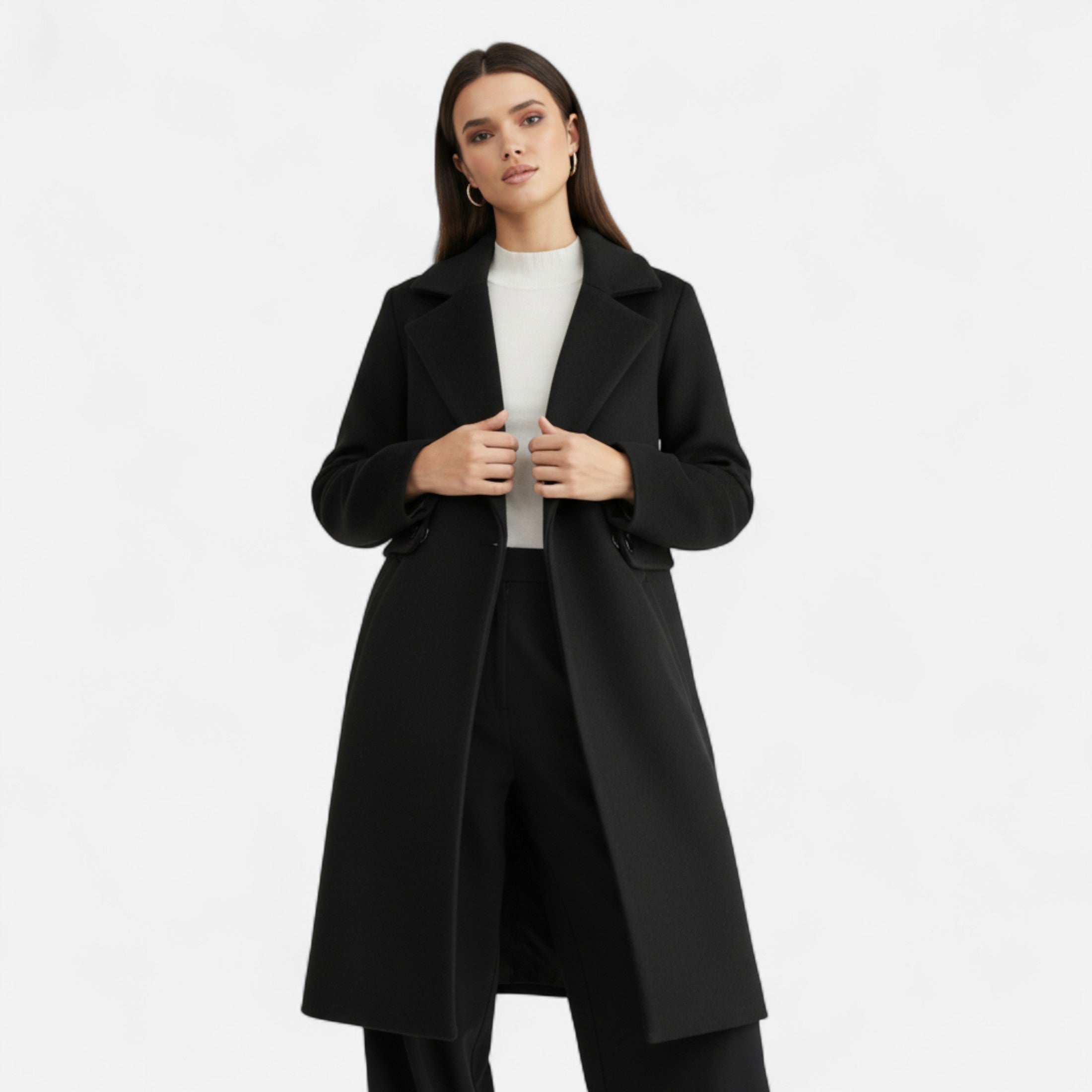 Darvelle | Women's Winter Wool Coat with Slim Belt