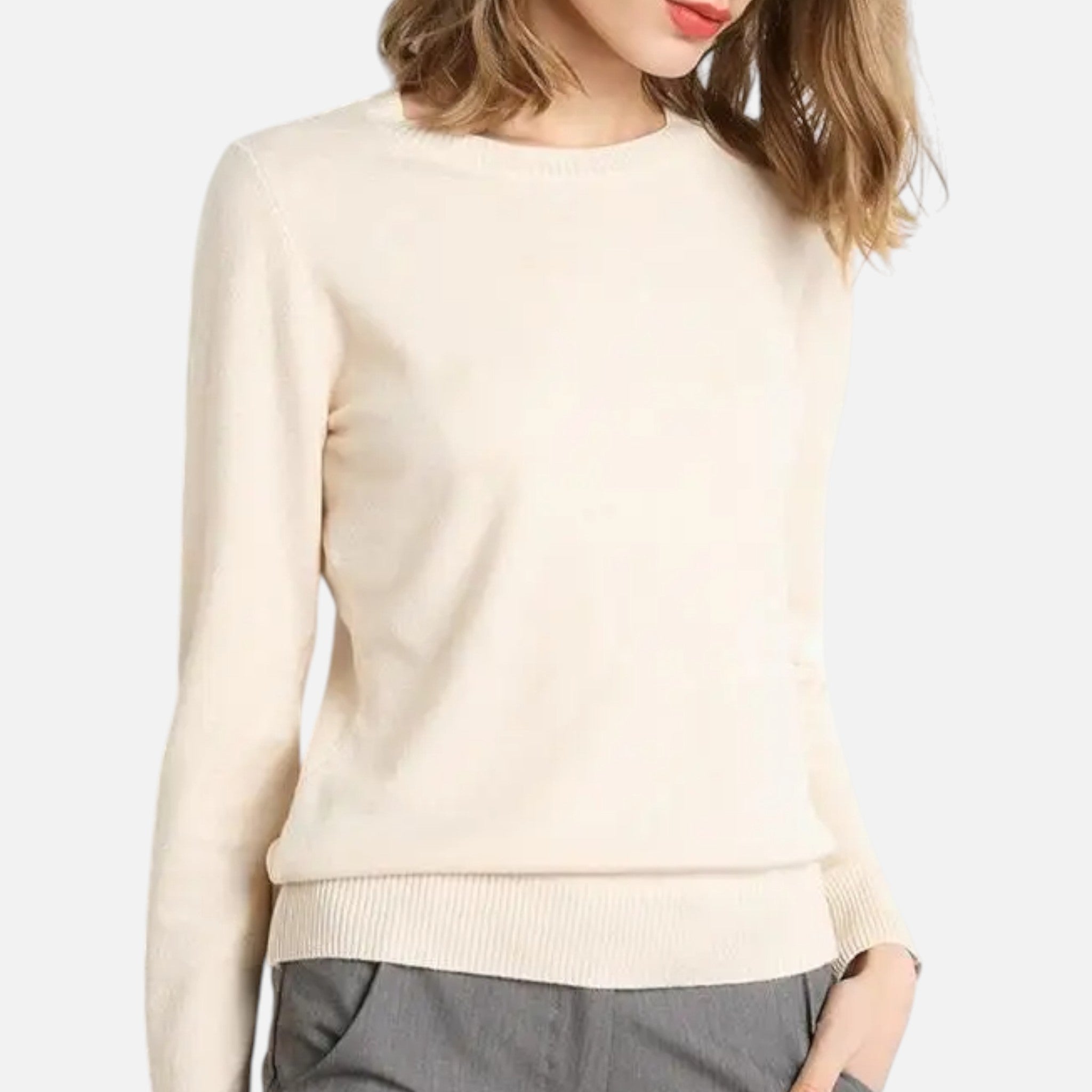 Darvelle | Women's Merino Wool Sweater - Round Neck Slim Fit