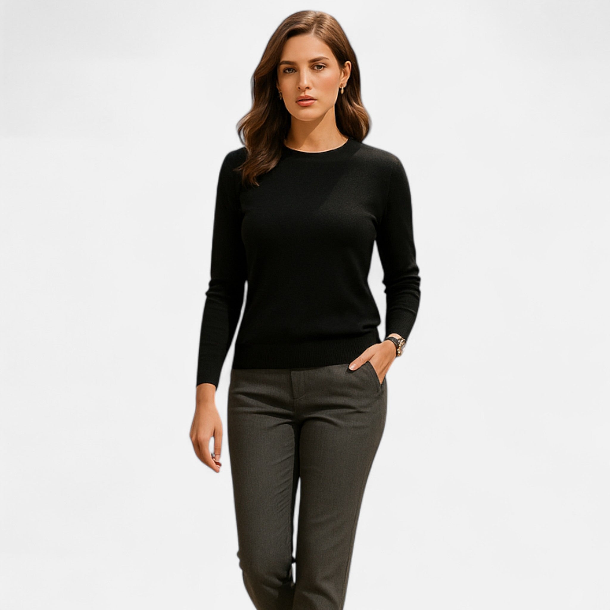 Darvelle | Women's Merino Wool Sweater - Round Neck Slim Fit