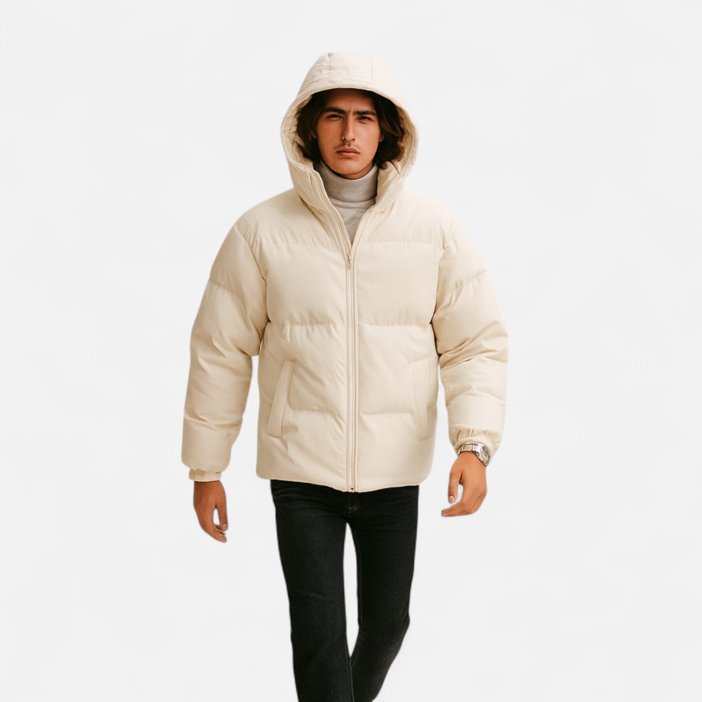 Darvelle | Men's Winter Quilted Jacket with Detachable Hood