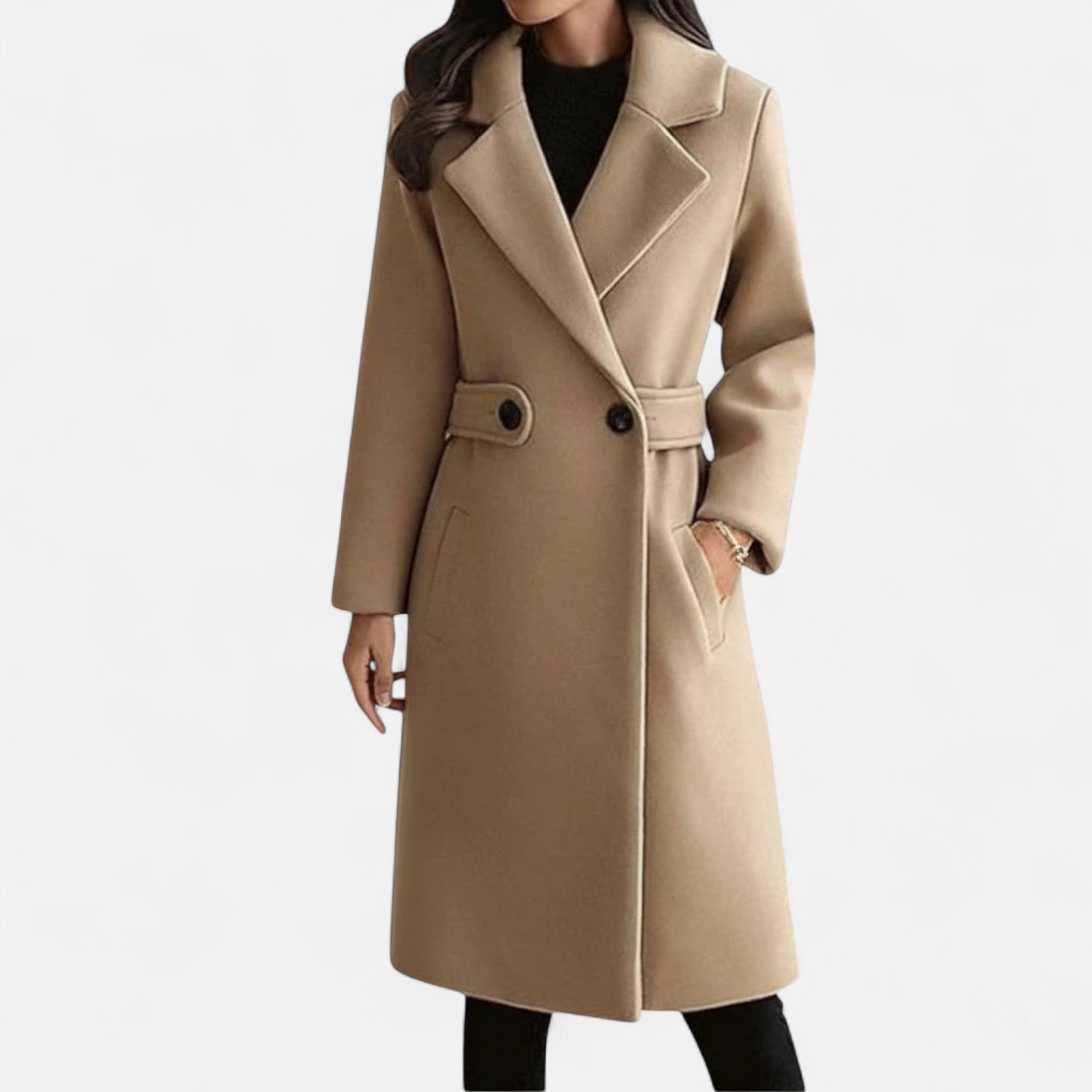 Darvelle | Women's Winter Wool Coat with Slim Belt