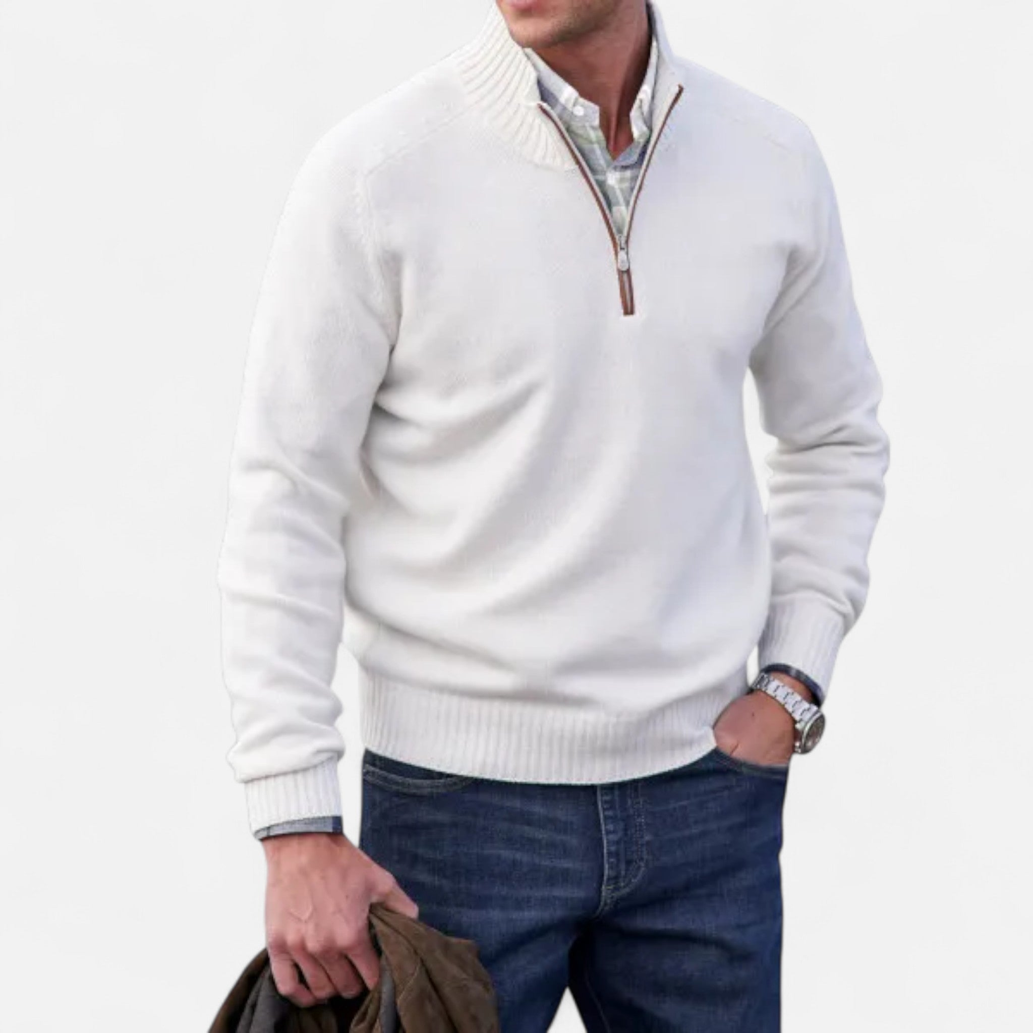 Darvelle | Men's Premium Wool Zip-Up Sweater