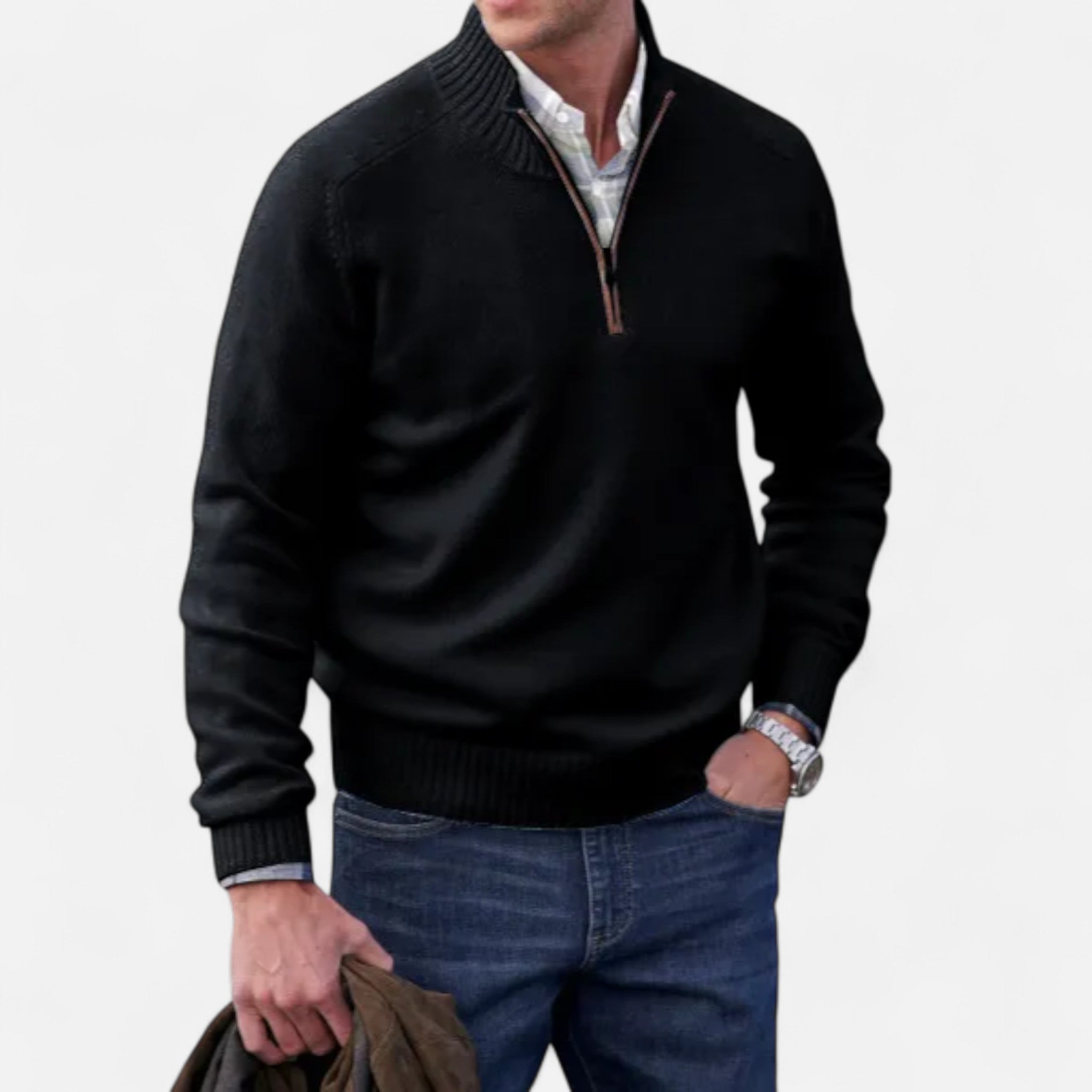 Darvelle | Men's Premium Wool Zip-Up Sweater