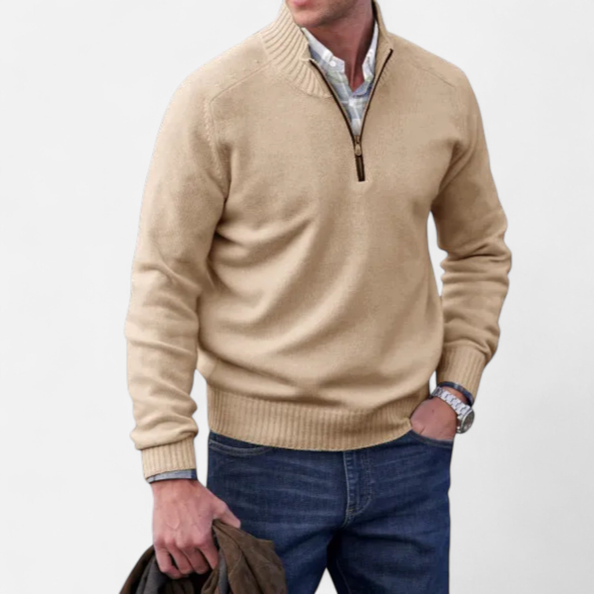 Darvelle | Men's Premium Wool Zip-Up Sweater