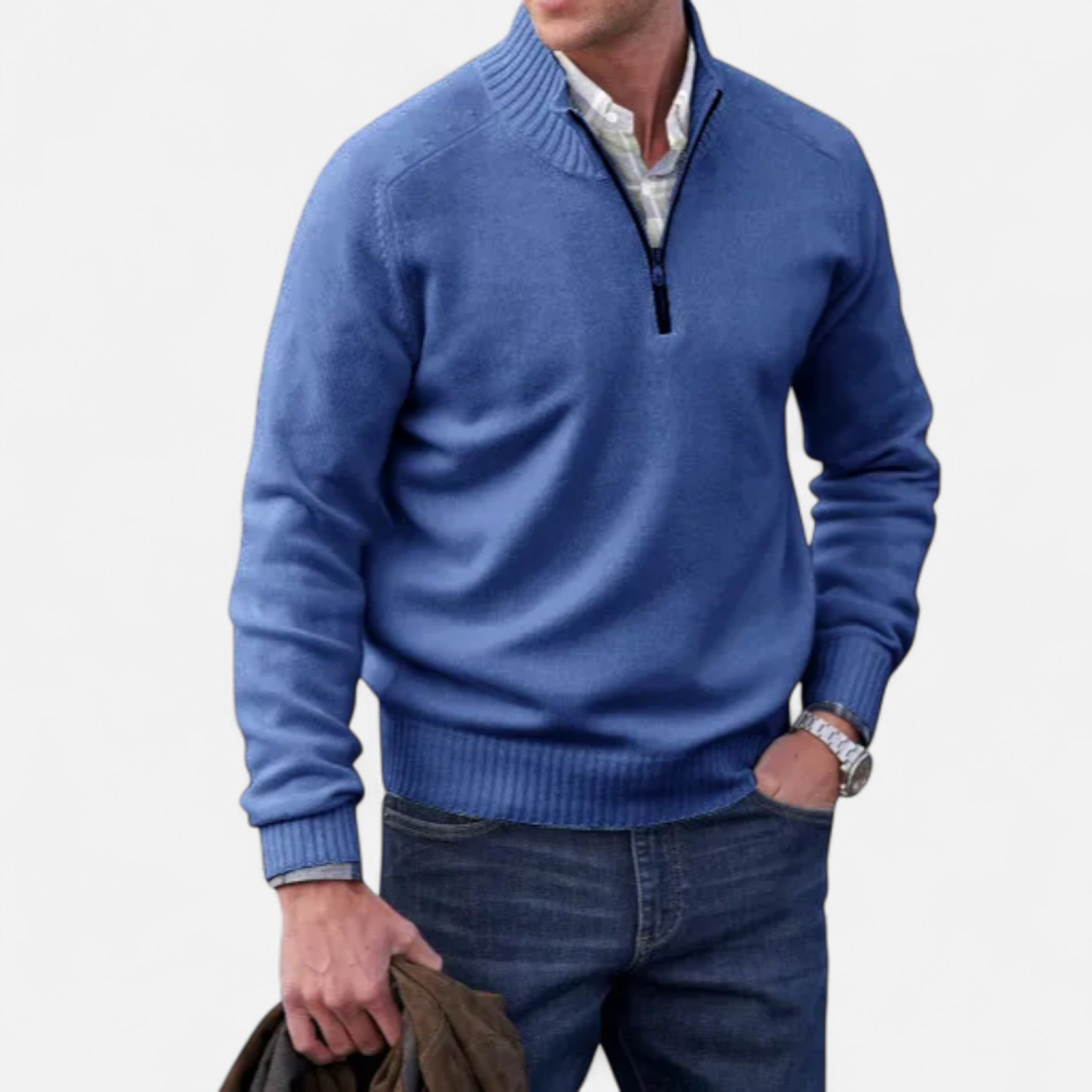Darvelle | Men's Premium Wool Zip-Up Sweater