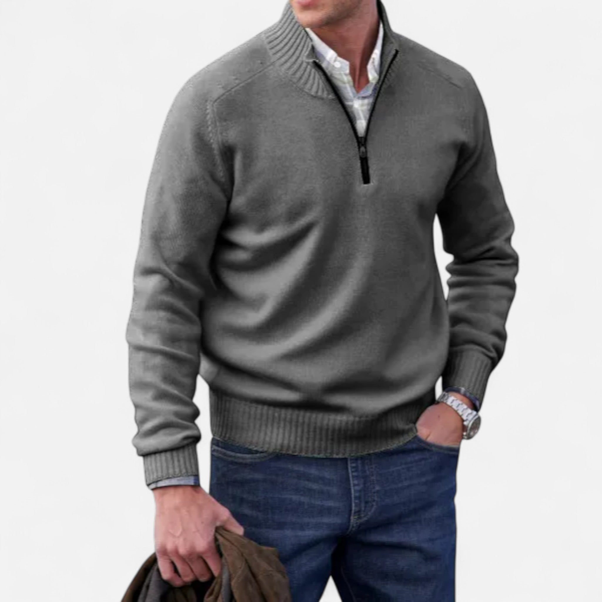 Darvelle | Men's Premium Wool Zip-Up Sweater