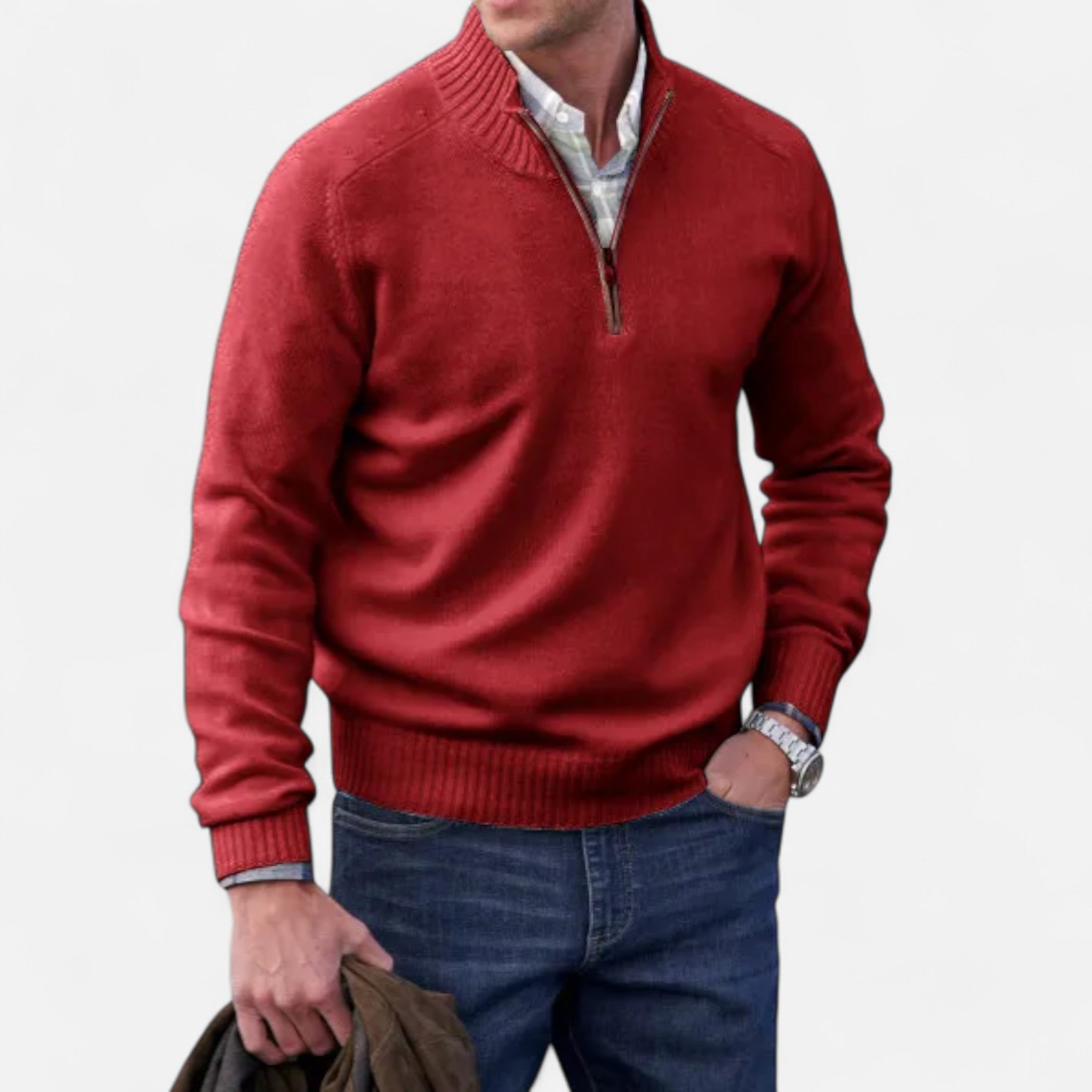 Darvelle | Men's Premium Wool Zip-Up Sweater